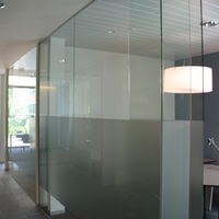 decoratie glazen scheidingswanden spreekruimte Belfius kantoren Noorderkempen